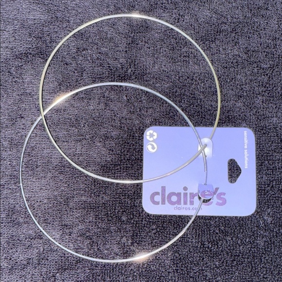Claire's Silver-tone Large Hoop Earrings - Picture 1 of 3